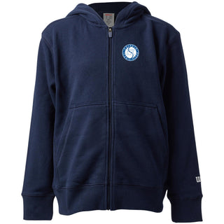 Wilson Team Hoodie Junior i marineblått med Kolbotn Tennisklubbs logo på brystet